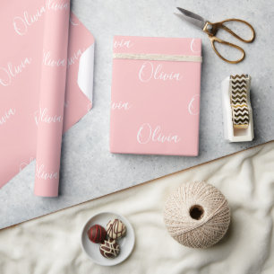 Personlig Modern Rosa Skriptnamn Presentpapper