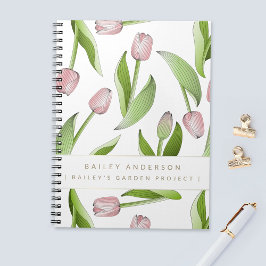 Personlig Modern Rosa Tulpan Anteckningsbok