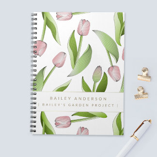 Personlig Modern Rosa Tulpan Anteckningsbok
