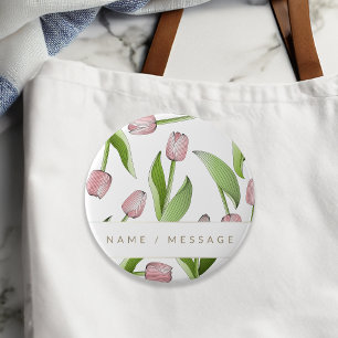 Personlig Modern Rosa Tulpanblomma Knapp