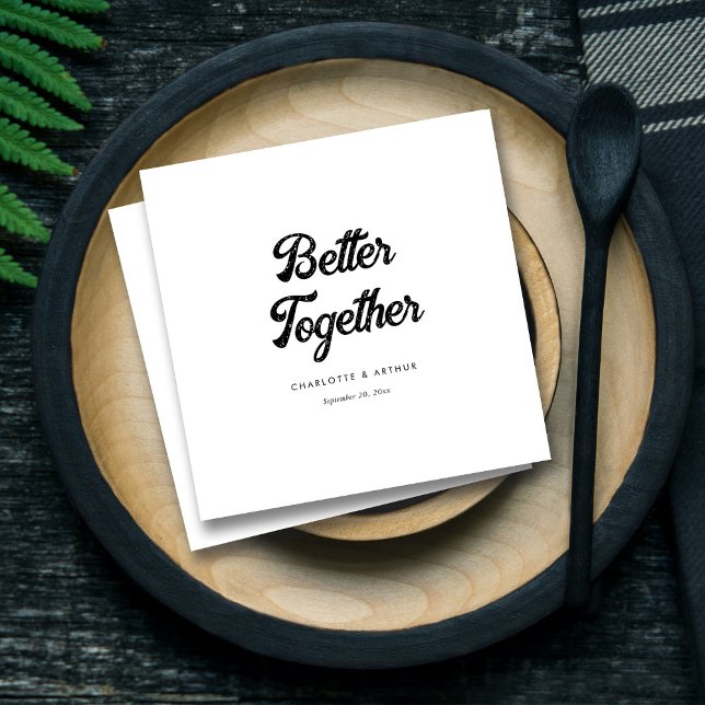 Personlig Modern Script Black & White Bröllop Pappersservett (Personalized Modern Script Black & White Wedding Napkins)