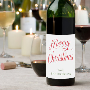 Personlig Modern Script God jul Gift Vinflaska Etikett