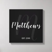 Personlig Modern Script Monogram & Family Namn