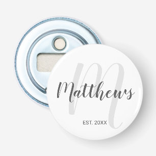 Personlig Modern Script Monogram & Family Namn Flasköppnare