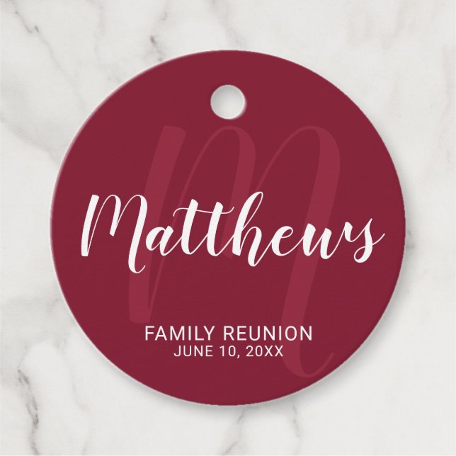Personlig Modern Script Monogram & Family Namn Gåvor Etiketter (Framsida)