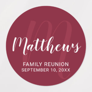 Personlig Modern Script Monogram & Family Namn Klistermärke