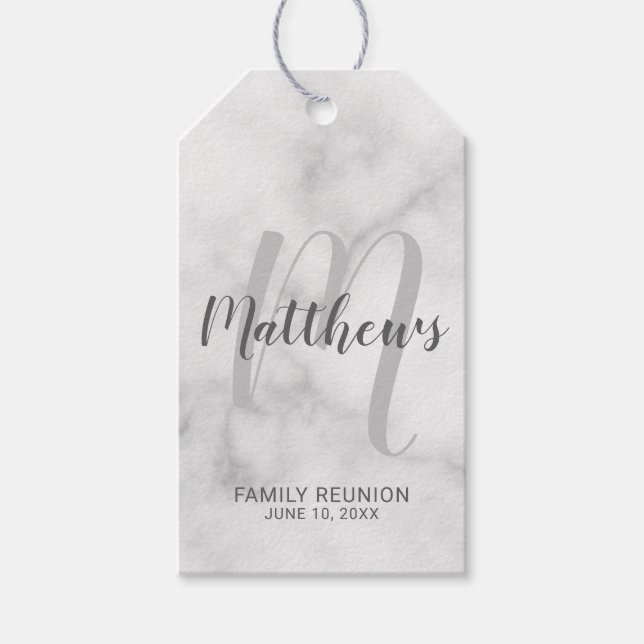 Personlig Modern Script Monogram & Family Namn Presentetikett (Framsidan)