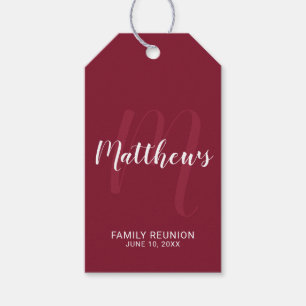 Personlig Modern Script Monogram & Family Namn Presentetikett