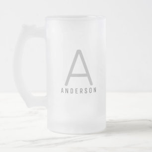 Personlig Modern Simple Monogram Namn Frostat Ölglas
