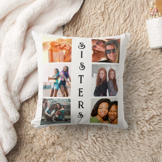 Personlig Modern Sisters 6 Fotokollage Kudde (Filt)