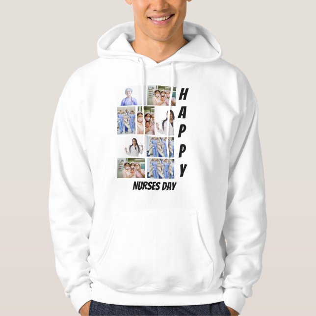 Personlig Modern sjuksköterskedag 9 Fotokollage Hoodie (Framsida)