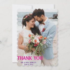 Personlig Modern skript - enkelt foto Bröllop Tack Kort