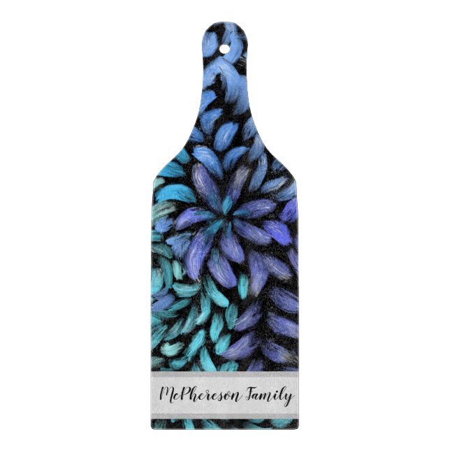 Personlig Modern snurrande teal och blå petaler (Framsidan)