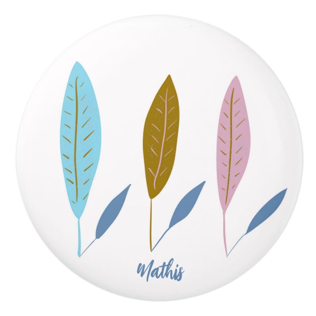 Personlig modern söt löv pastel Ceramic Drant Knopp (Framsidan)