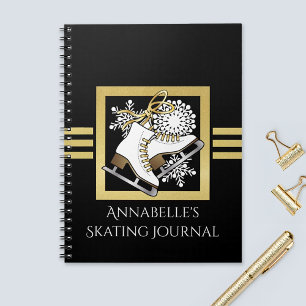 Personlig Modern Svart Guld Ice Skating Anteckningsbok