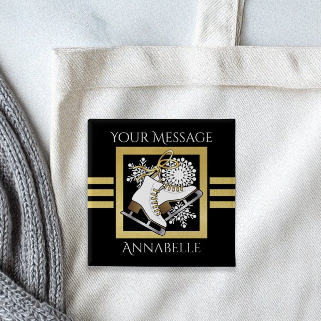 Personlig Modern Svart Guld Ice Skating Knapp (Skapare uppladdad)