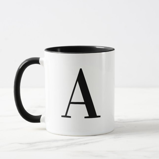 Personlig Modern Svart Monogram Bokstav A Anpassad Mugg (Vänster)