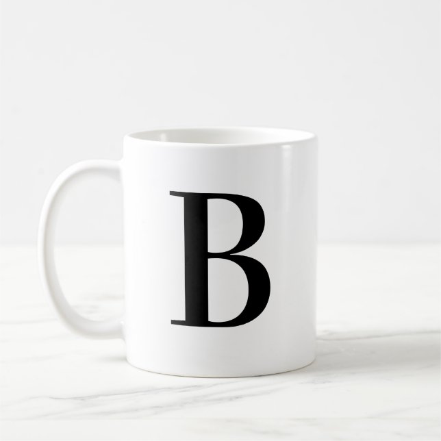 Personlig Modern Svart Monogram Bokstav B Anpassad Kaffemugg (Vänster)