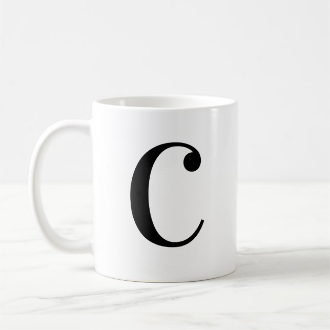 Personlig Modern Svart Monogram Bokstav C Anpassad Kaffemugg (Vänster)