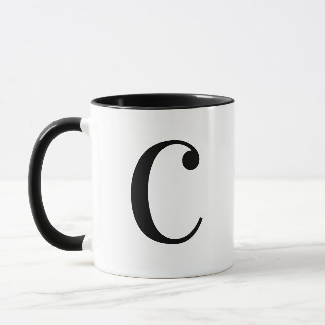 Personlig Modern Svart Monogram Bokstav C Anpassad Mugg (Vänster)