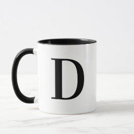 Personlig Modern Svart Monogram Bokstav D Anpassad Mugg