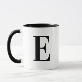 Personlig Modern Svart Monogram Bokstav E Anpassad Mugg
