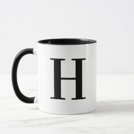 Personlig Modern Svart Monogram Bokstav H Anpassad Mugg