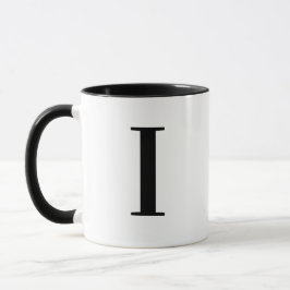 Personlig Modern Svart Monogram Bokstav I Anpassad Mugg