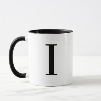 Personlig Modern Svart Monogram Bokstav I Anpassad Mugg