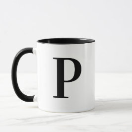 Personlig Modern Svart Monogram Bokstav P Anpassad Mugg