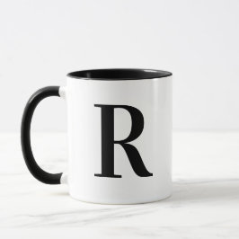 Personlig Modern Svart Monogram Bokstav R Anpassad Mugg