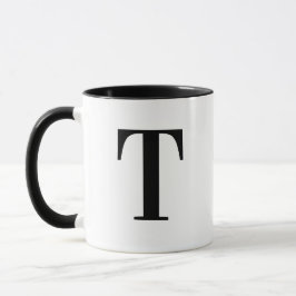 Personlig Modern Svart Monogram Bokstav T Anpassad Mugg