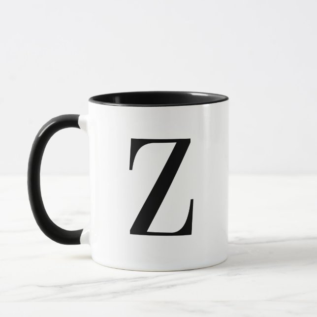 Personlig Modern Svart Monogram Bokstav Z Anpassad Mugg (Vänster)