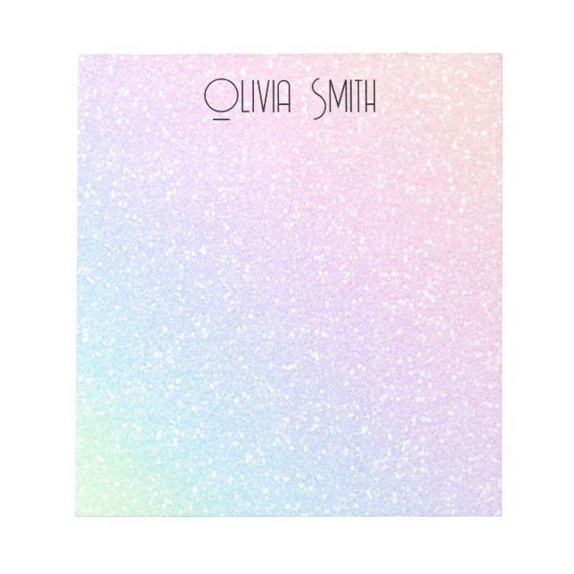 Personlig Modern Sweet Rainbow Glitter Antecknings Anteckningsblock (Framsida)