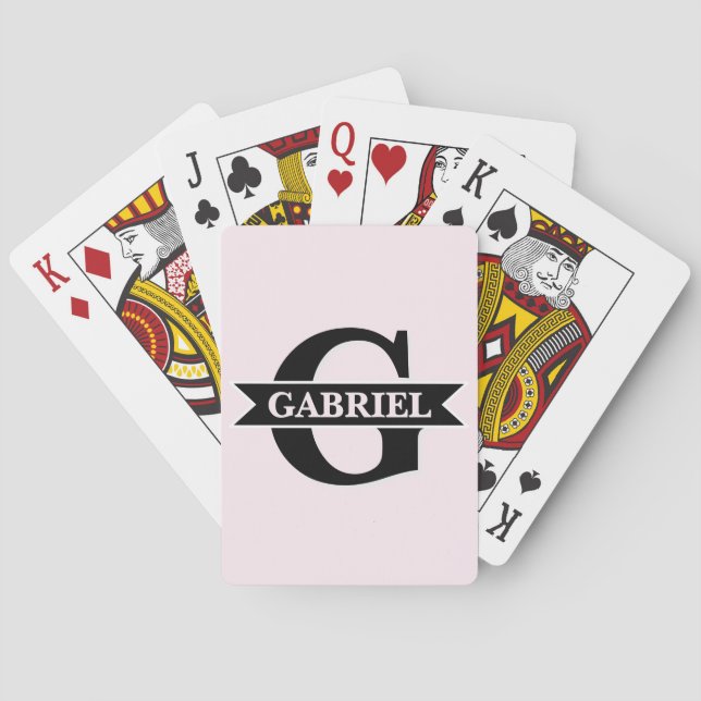 Personlig modernt monogramnamn medium röd violett casinokort (Baksidan)