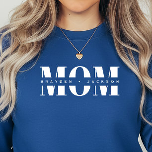 Personlig MOM Barns Namn, Modern Chic Mamma Gåva T Shirt