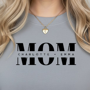 Personlig MOM Barns Namn, Modern Chic Mamma Gåva T Shirt