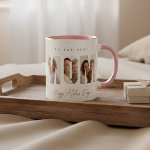 Personlig MOM-mugg med foto för mors dag Två-Tonad Mugg