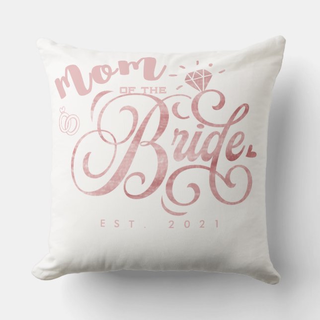Personlig "Mom of the Bride to Be" med eget år T- Kudde (Framsida)