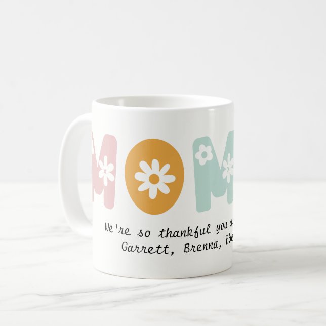 Personlig Momma Blommigt Pastel Färg Mor Kaffemugg (Framsida vänster)