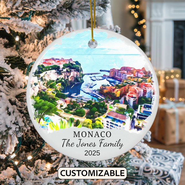 Personlig Monaco Ornament, Europa Julgransprydnad Keramik (Skapare uppladdad)