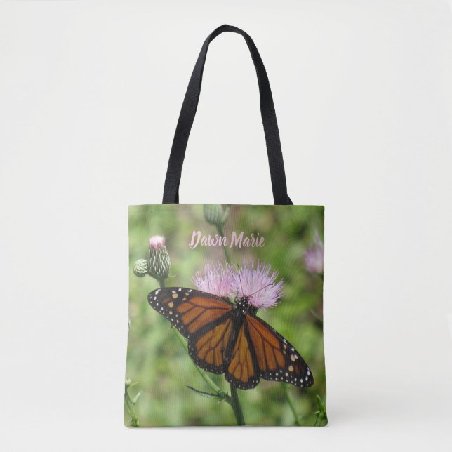 Personlig Monarch Butterfly and Rosa Thistle Tygkasse (Framsida)