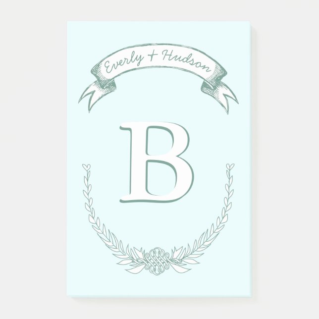 Personlig Mongram Post-it® Notes Post-it Block (Framsida)