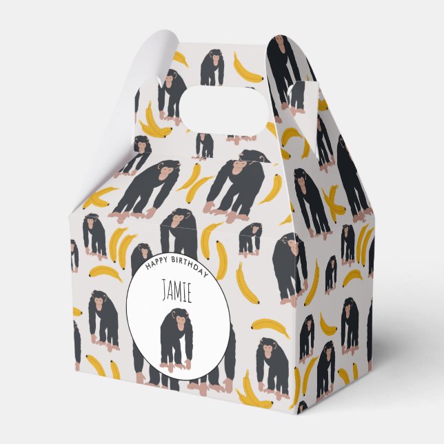 Personlig Monkey Chimpanzee & Banana Birthday Presentaskar (Framsidan Sidan)