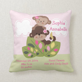 Personlig "Monkey Girl Sisters" Keepsaké Pillow Kudde