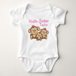 Personlig Monkey Mitten Sister Bodykostym Tee Shirt