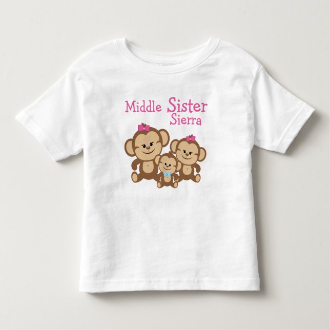 Personlig Monkey Mitten Sister Tee (Framsida)