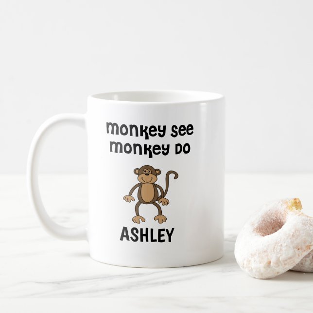 Personlig Monkey See, Monkey Do Mugg (Med munk)