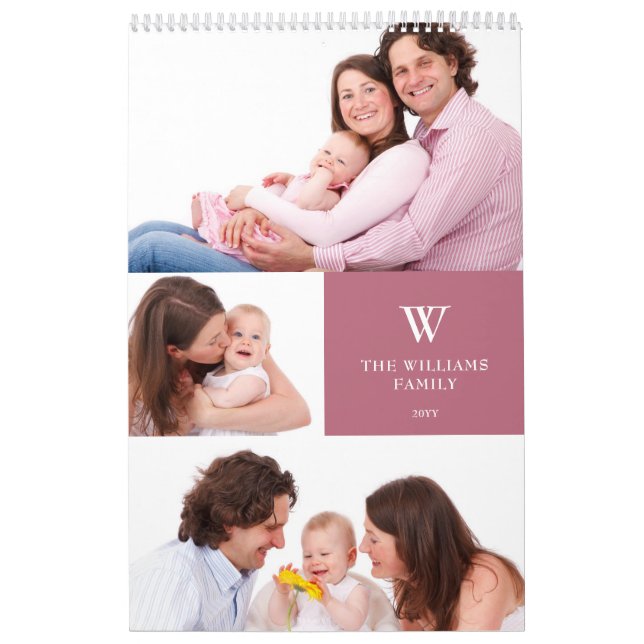 Personlig Monogram 15 Familjefoto 2025 Kalender (Omslag)