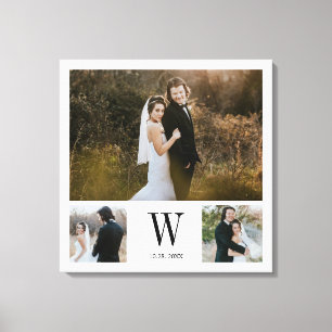 Personlig Monogram 3 fotokollage Canvastryck